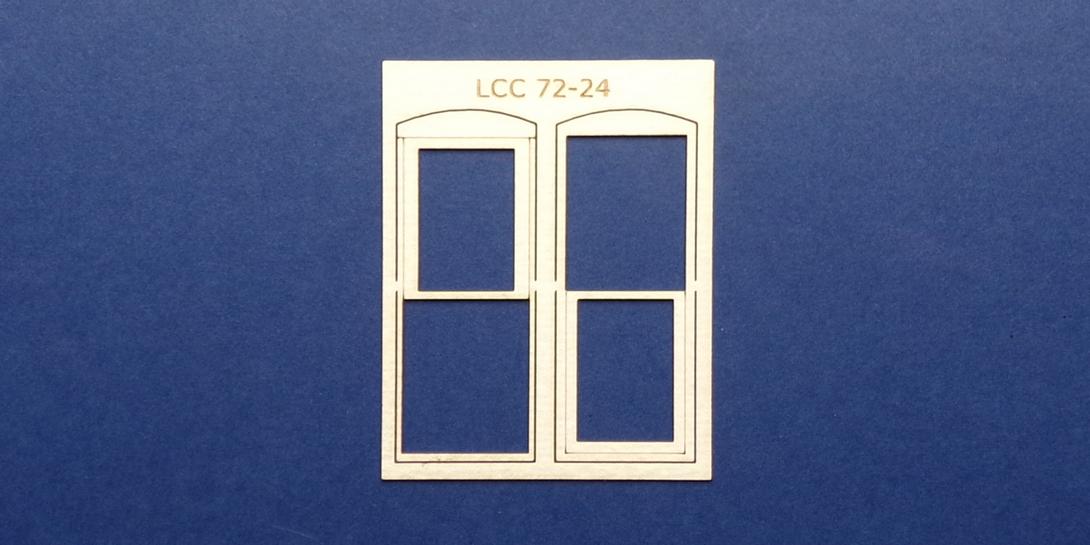 LCC 72-24 O gauge square window type 1 Square window type 1. Supplied in two parts for more realistic sash. Can be assembled in fully closed position or modified for open position.
